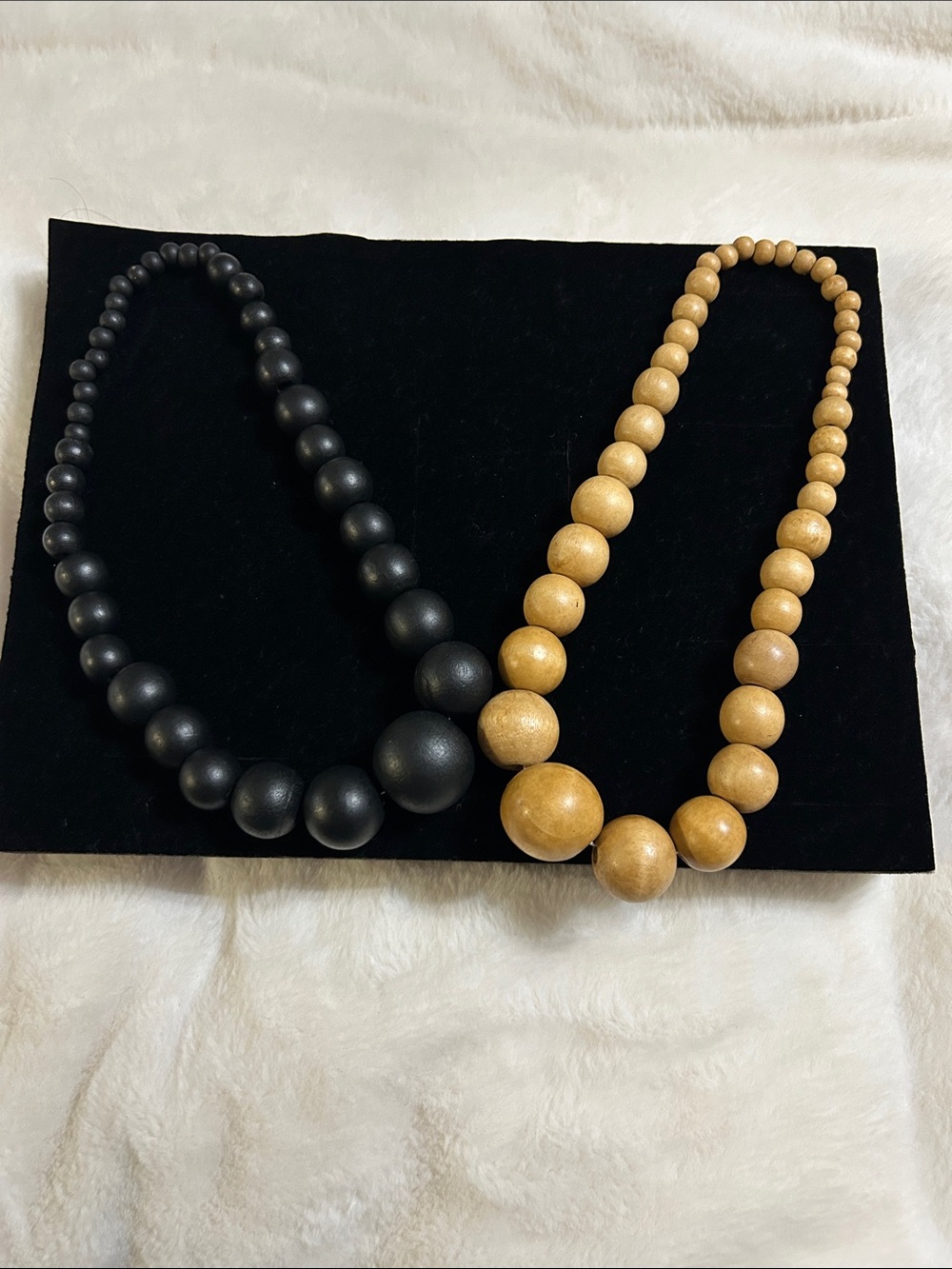 Wood Bead Necklace - Black and Natural